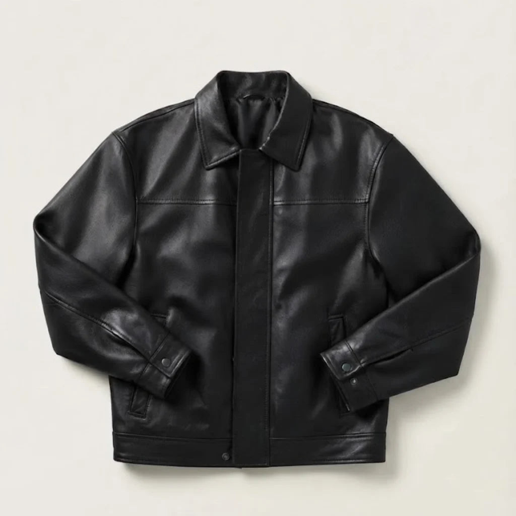 Men's Classic Black Leather Jacket – Premium Full-Grain Real Leather Outerwear