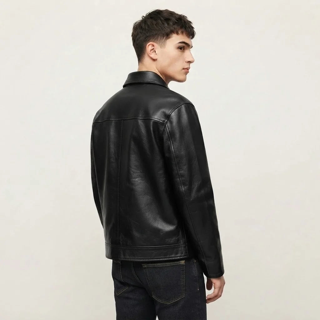 Men's Classic Black Leather Jacket – Premium Full-Grain Real Leather Outerwear