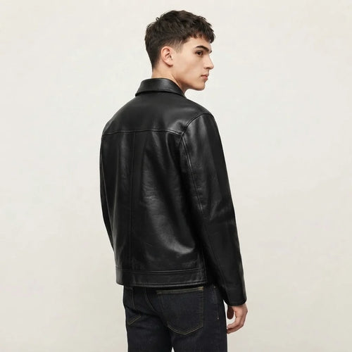 Men's Classic Black Leather Jacket – Premium Full-Grain Real Leather Outerwear