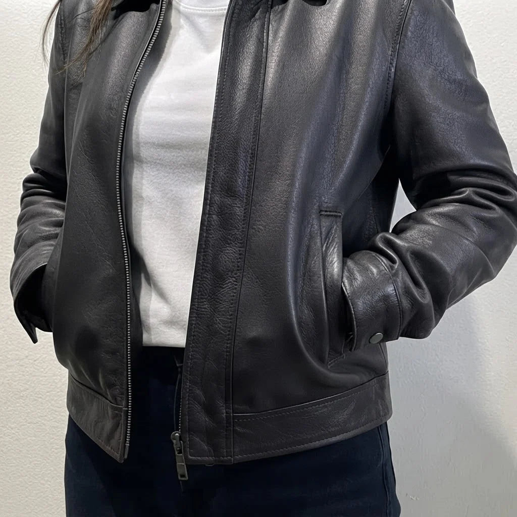 Women's Classic Black Leather Jacket – Premium Genuine Leather Outerwear