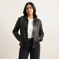 Women's Classic Black Leather Jacket – Premium Genuine Leather Outerwear